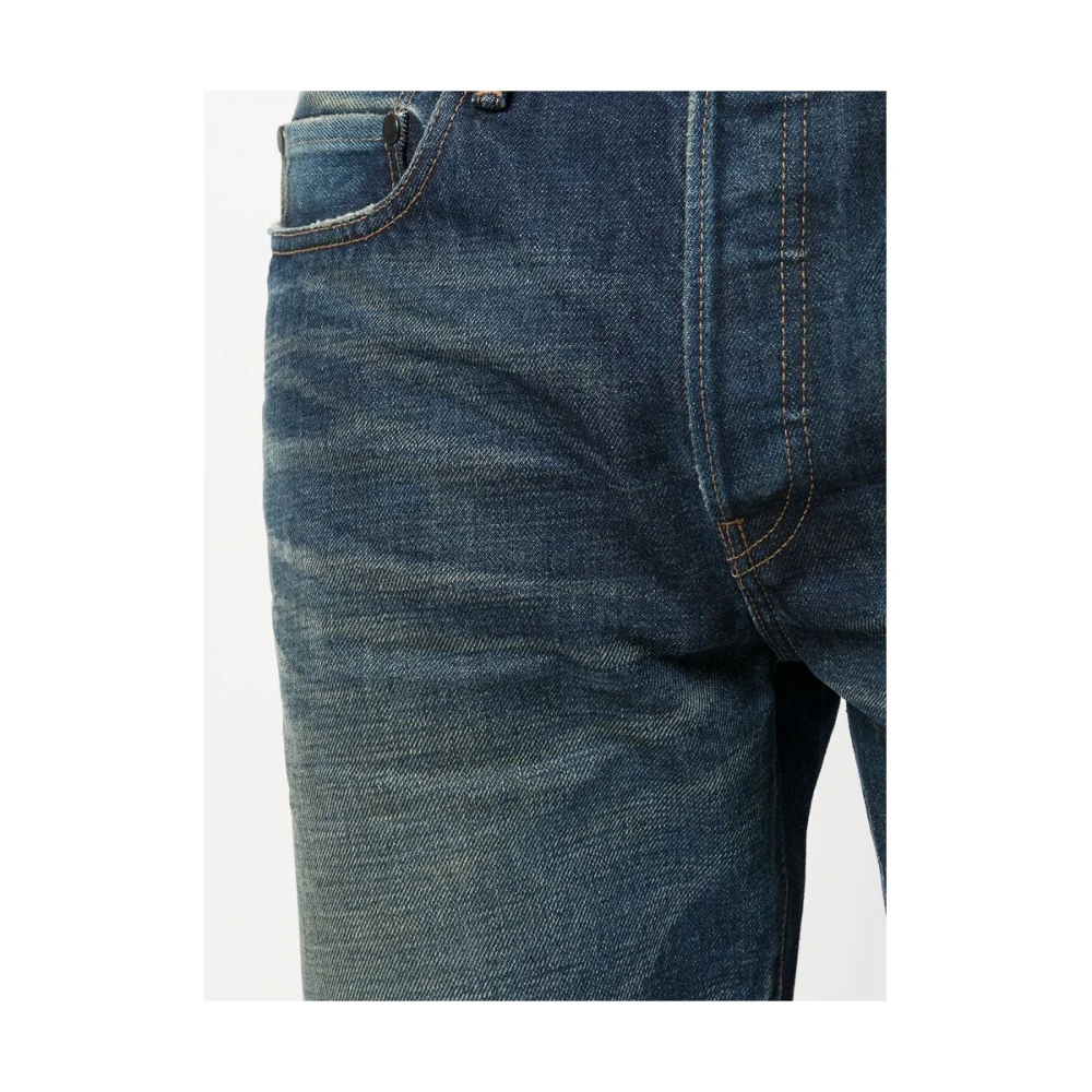 John Elliott Indigo Blauwe Denim Straight Leg Jeans Blue Heren