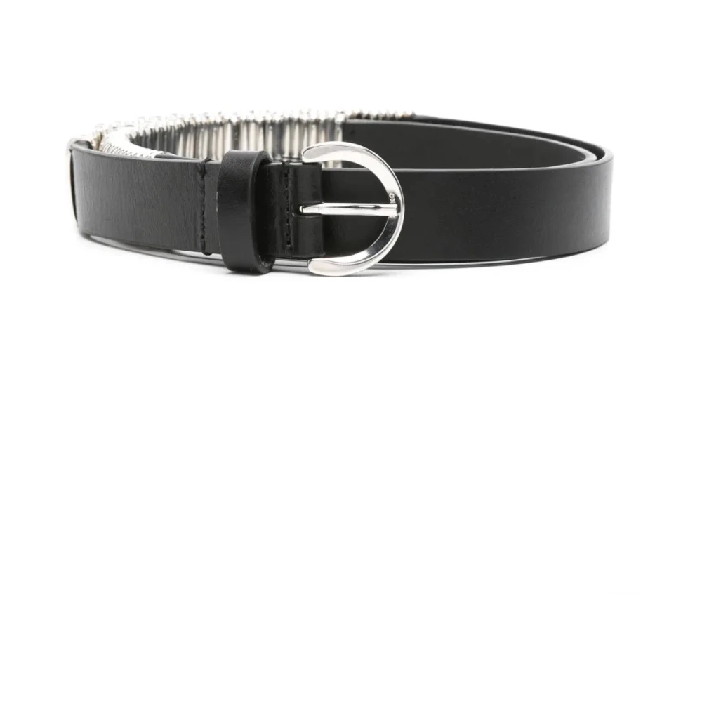 Pinko Svart Casual Läderbälte Med Metallöglor