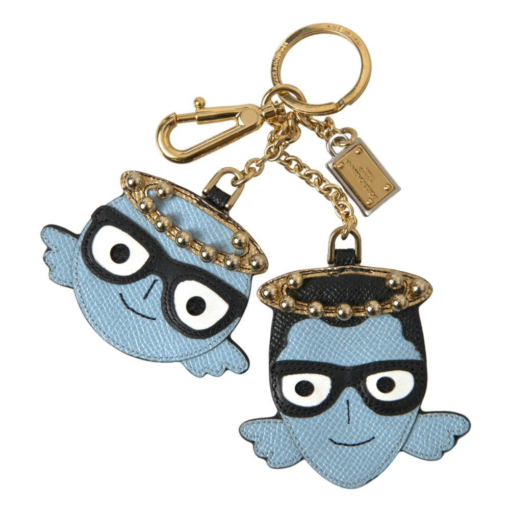 Dolce & Gabbana Women's Blue Keyrings, One Size, Angel Leather Keyring Keychain