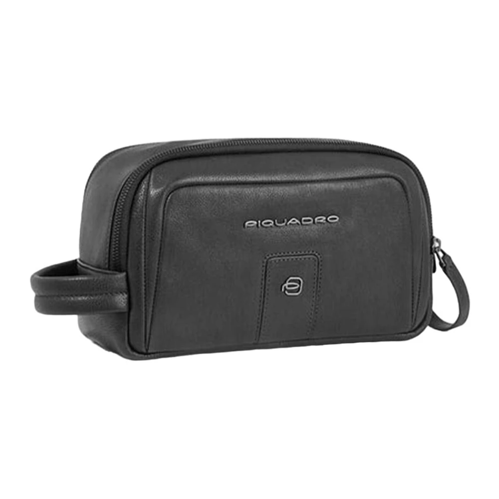 Piquadro Zwarte leren tas Eén Black Heren