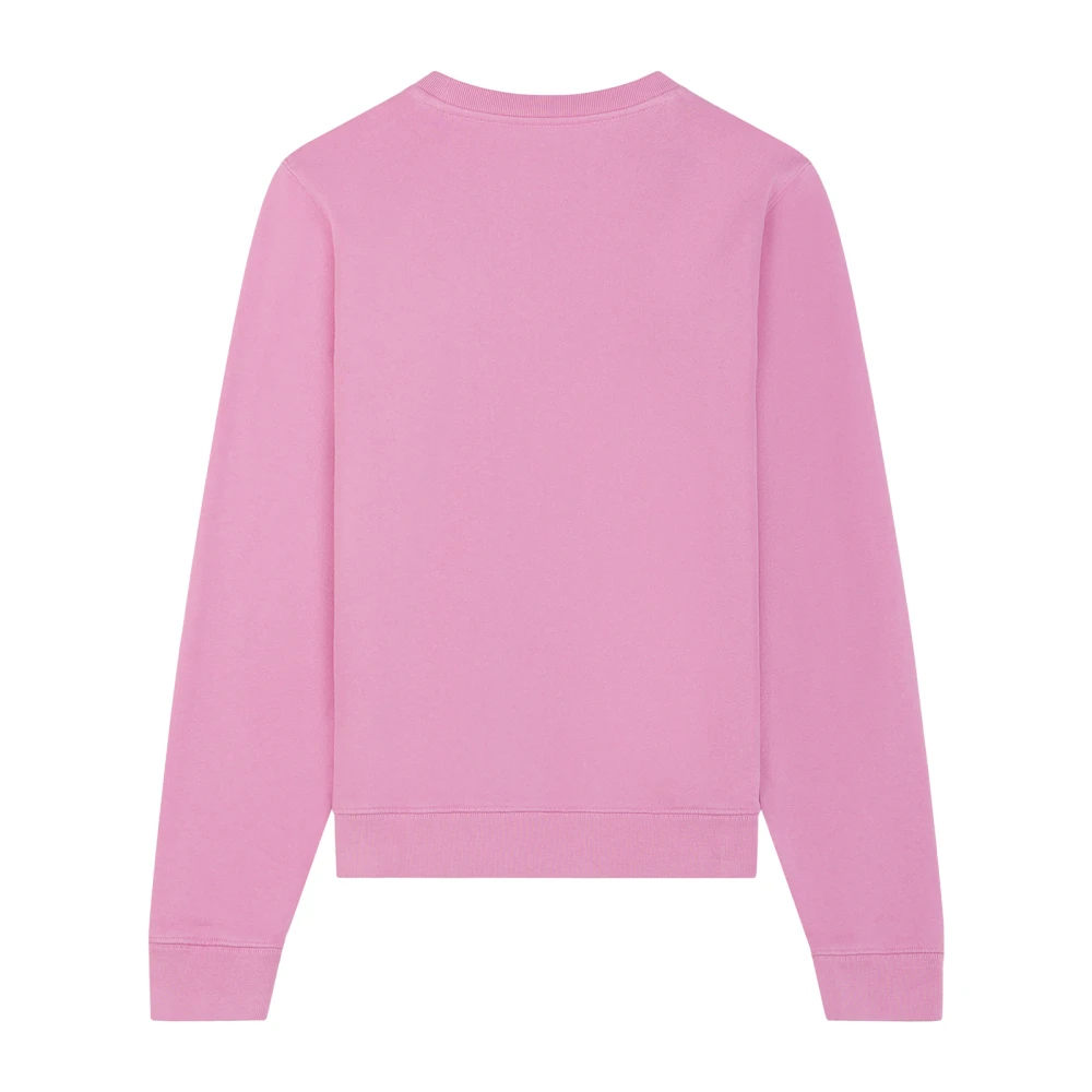 Maison Kitsuné Geborduurd Logo Katoenen Crew Neck Sweatshirt Pink Dames