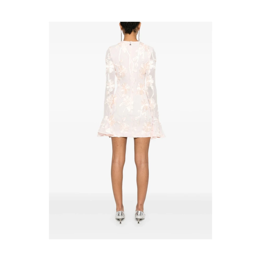 Rotate Birger Christensen Blush Pink Sheer Mouw Jurk Pink Dames
