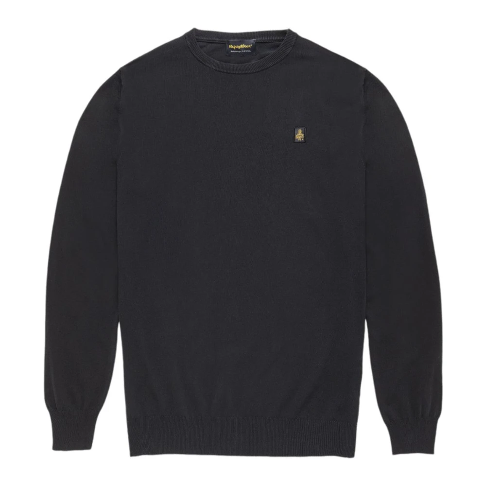 RefrigiWear Zwarte wollen trui met voorlogo Black Heren