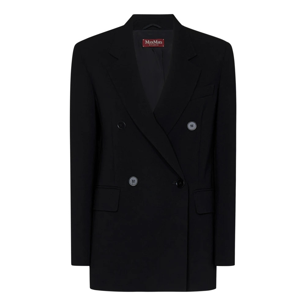 Max Mara Zwarte Oversized Blazer Buitenkleding Black Dames