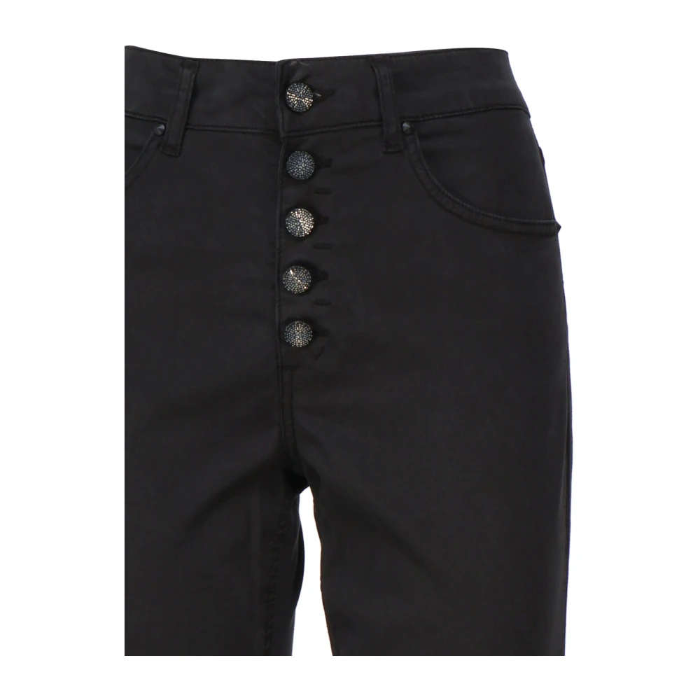 Dondup Zwarte Loose Fit Jeans Enkel Lengte Black Dames