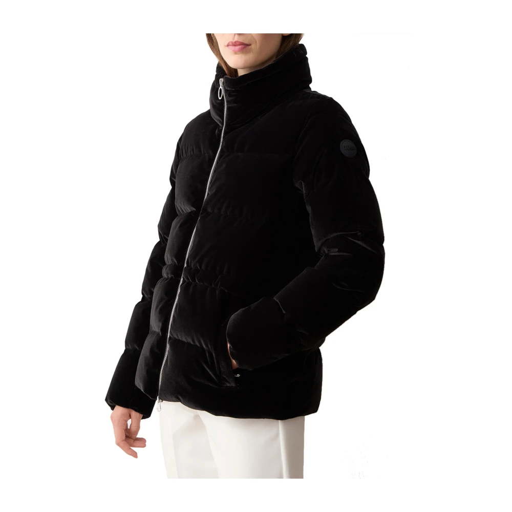 Colmar Svart Sammet Quiltad Pufferjacka Black, Dam