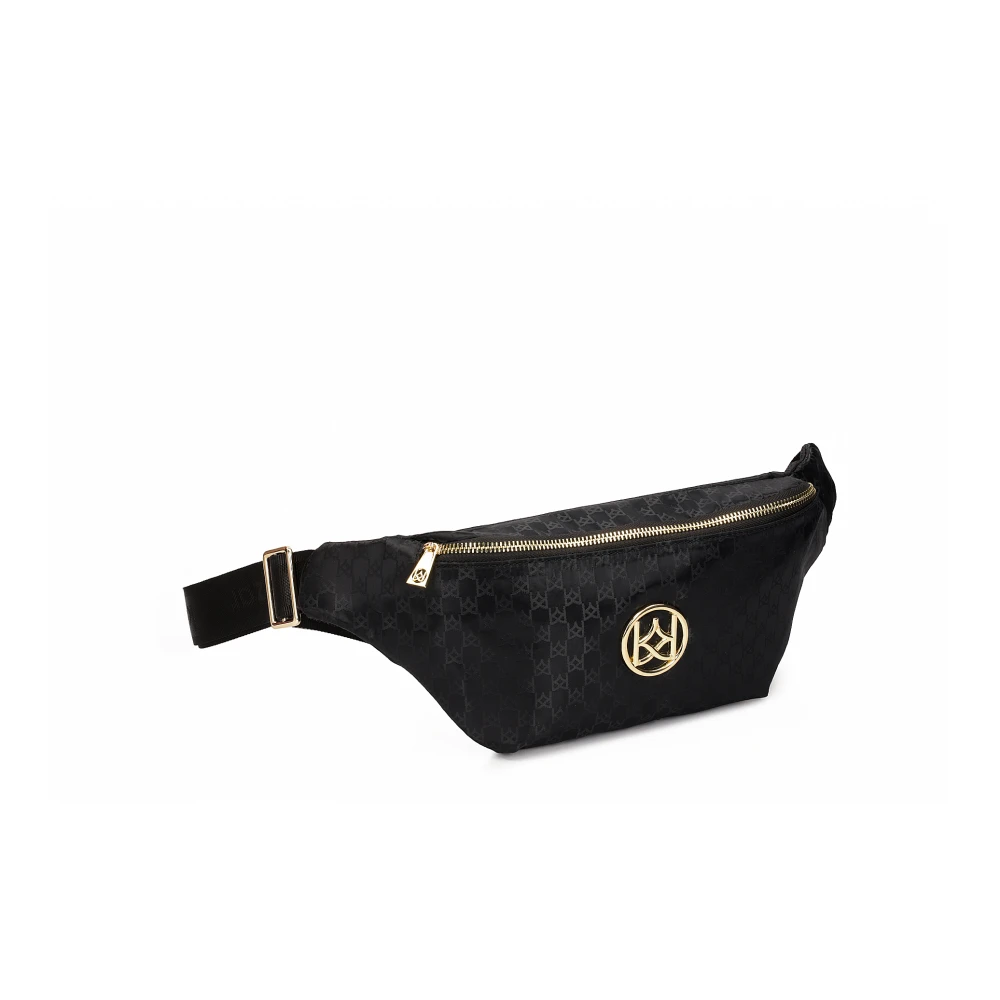 Kazar Zwarte heuptas van textiel met gouden elementen Black Dames