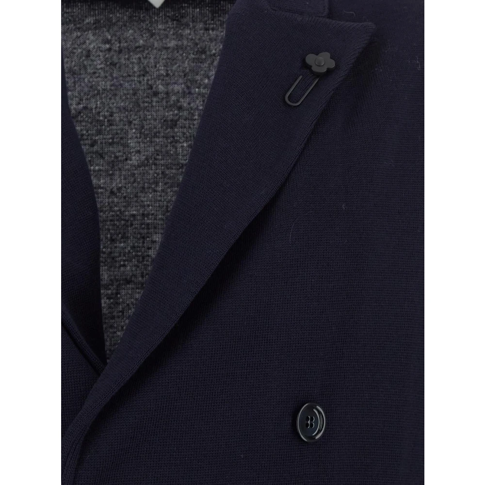 Lardini Dubbel-Breasted Gebreid Jack van Wol Blue Heren
