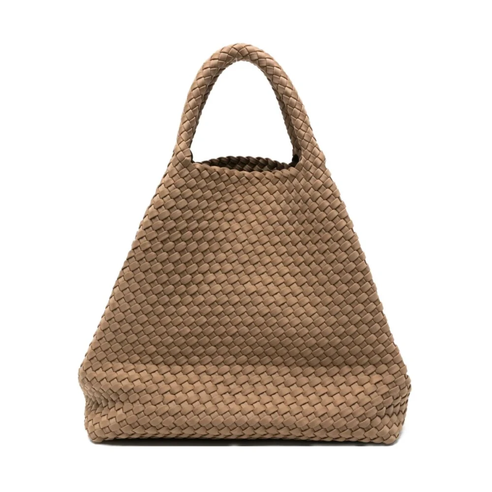 Marrea Beige Stor Axelväska Med Flätat Handtag