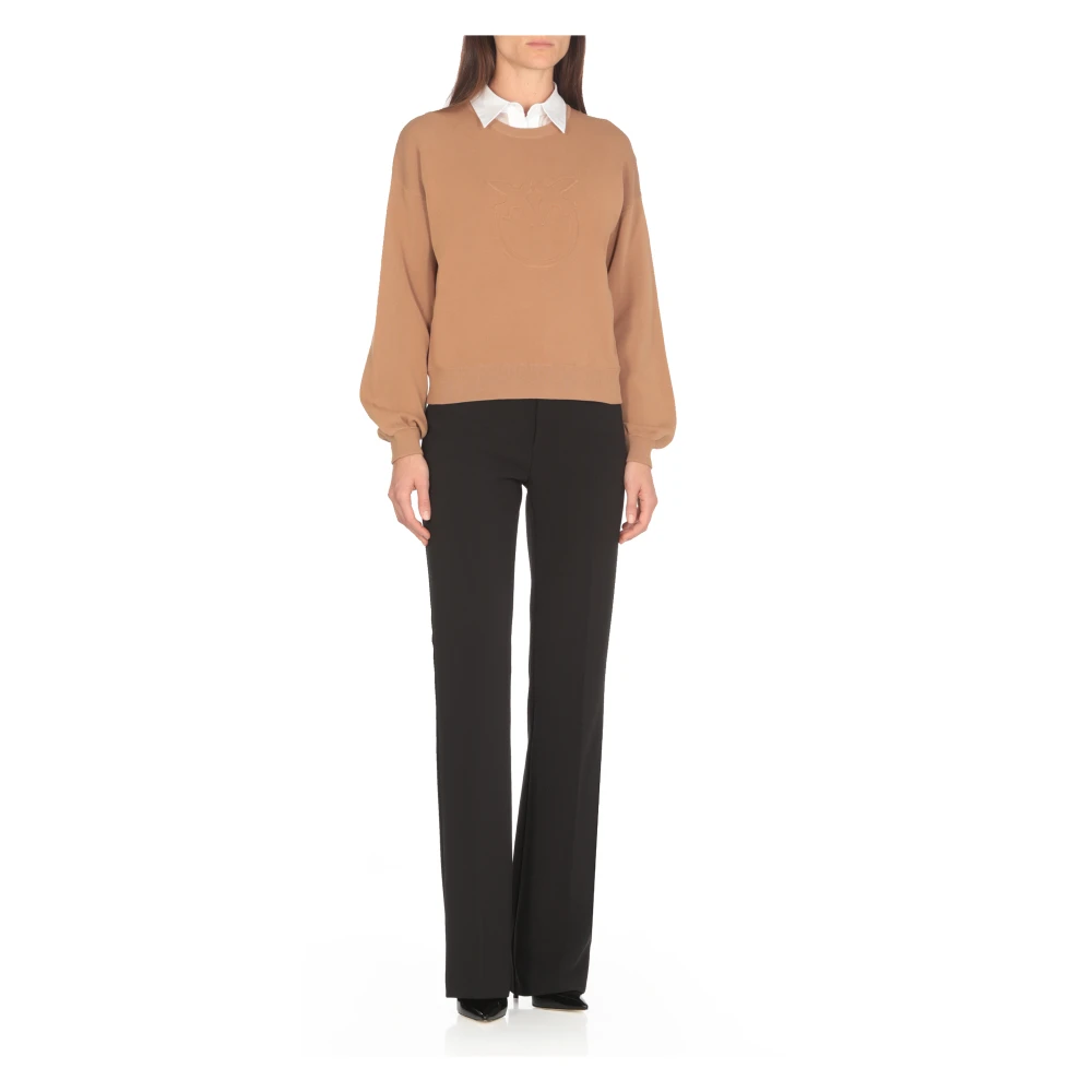 pinko Bruine Katoenmix Sweater Love Birds Brown Dames