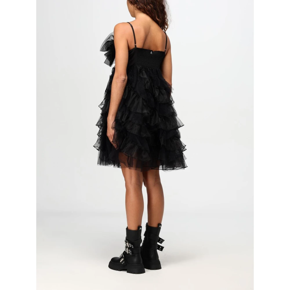 Twinset Korte Tule en Organza Jurk Black Dames