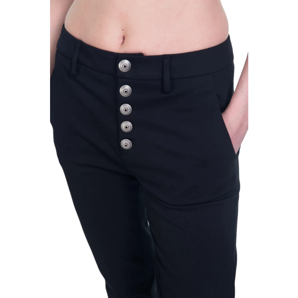 Dondup Zwarte Slim Chino Cropped Broek Black Dames