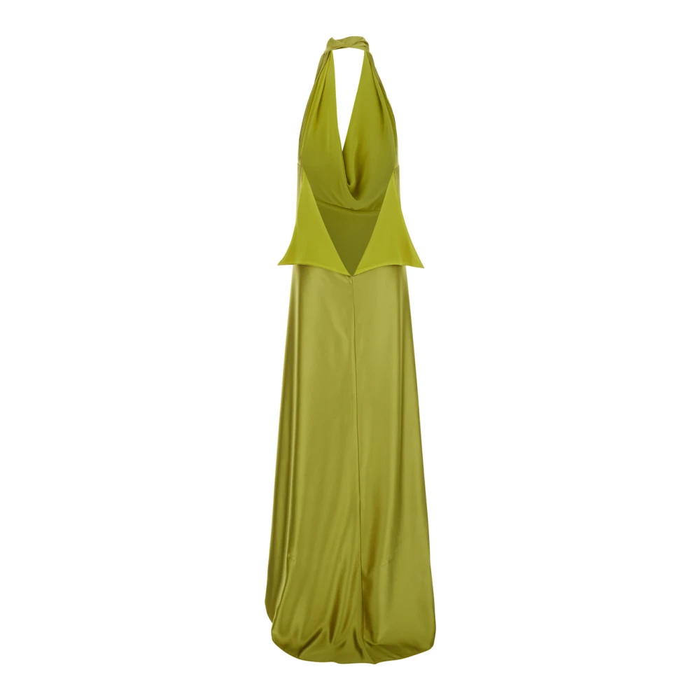 Plain Units Groene Lange Jurk met Knoop Green Dames