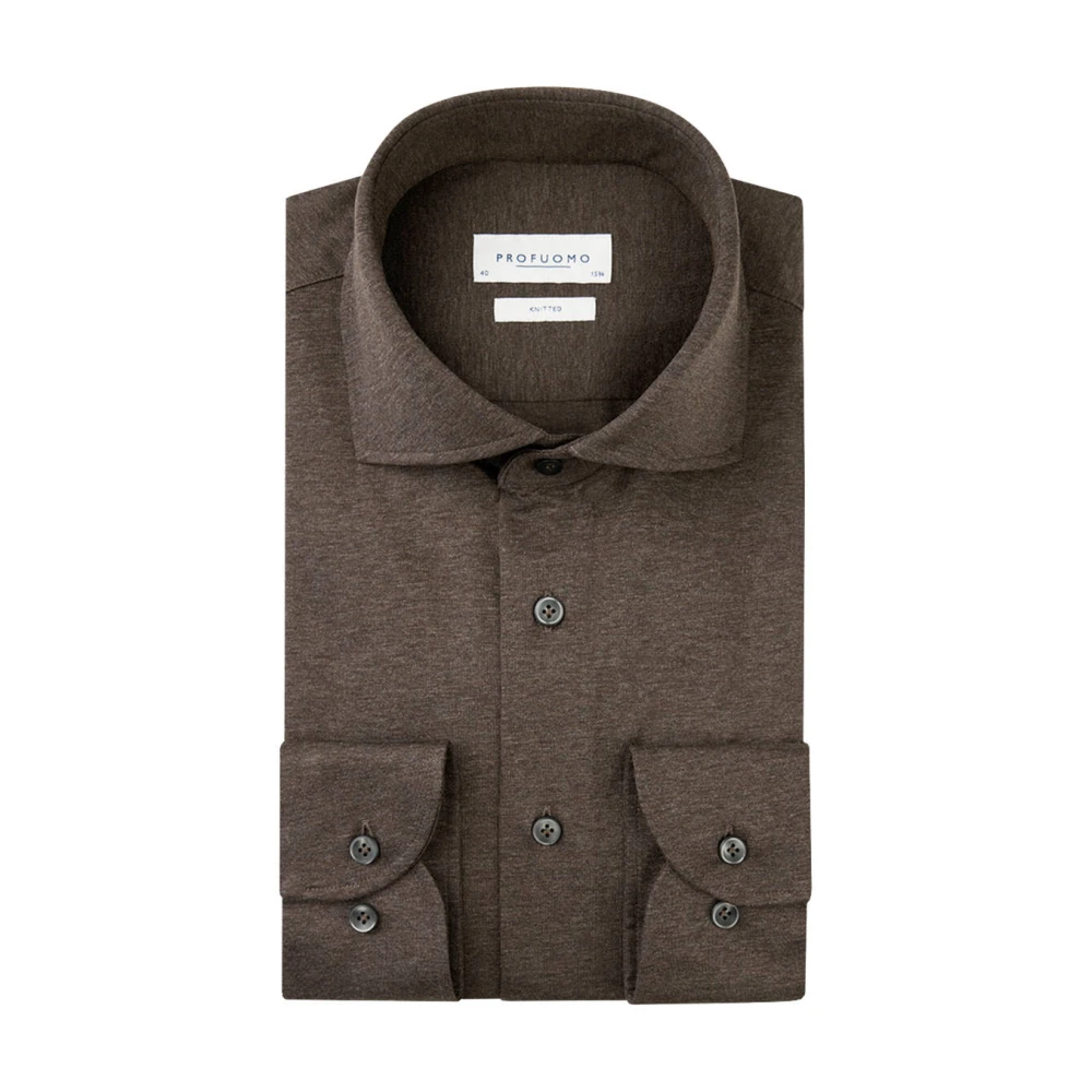Profuomo Cutaway Overhemd Bruin Brown Heren