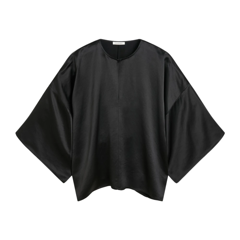 By Malene Birger Satin Crew Neck Blouse Zwart By Herenne Birger Black Dames