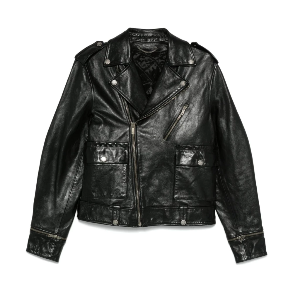 Golden Goose Chiodo Leren Jas Black Heren