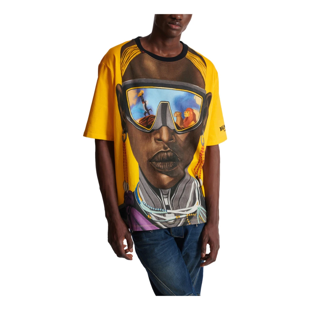Balmain Disney x : The Lion King T-shirt met groot print Nika Mtwana Multicolor Heren