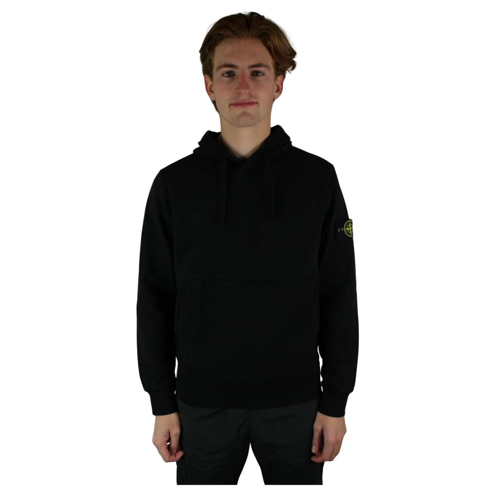 Stone Island Svart Bomullsfleece Hoodie Black, Herr