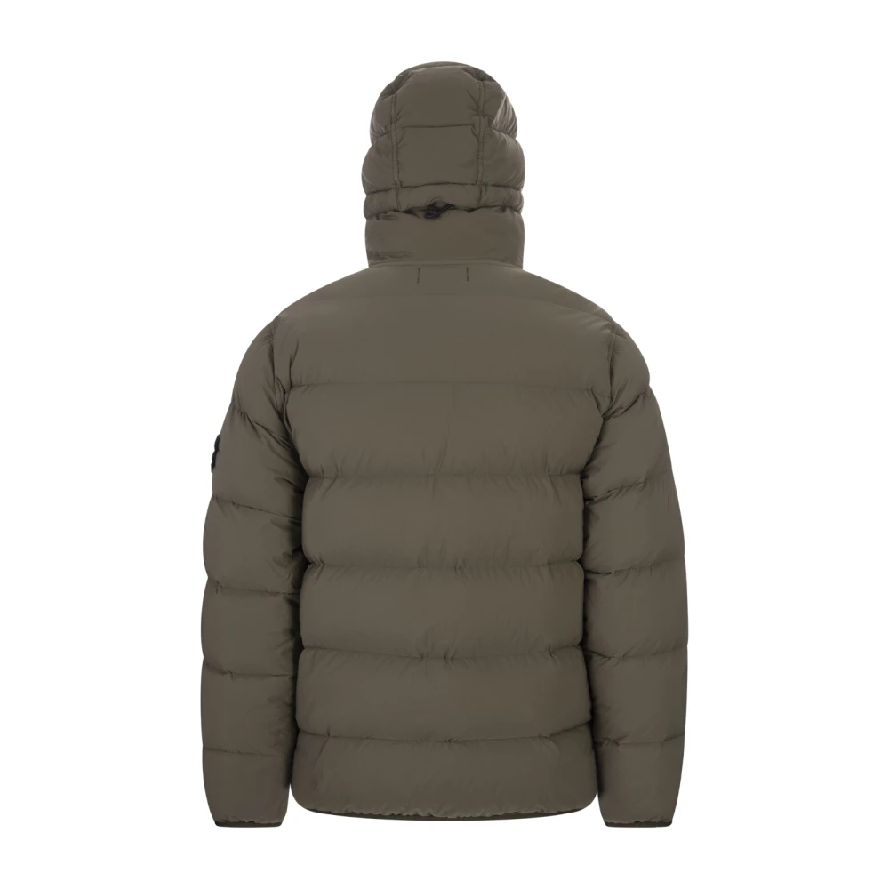 Stone Island Bruine Gewatteerde Jas Brown Heren