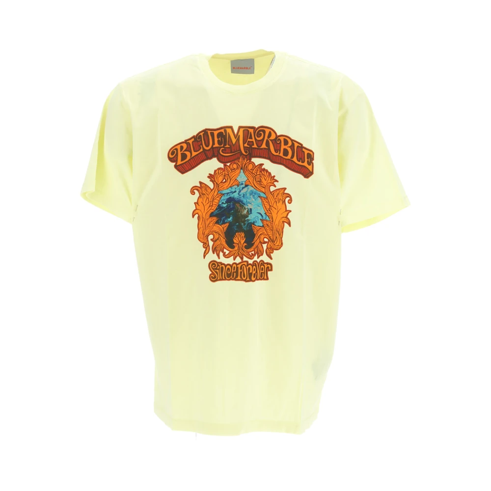 Bluemarble Print T-Shirt sinds altijd Yellow Heren