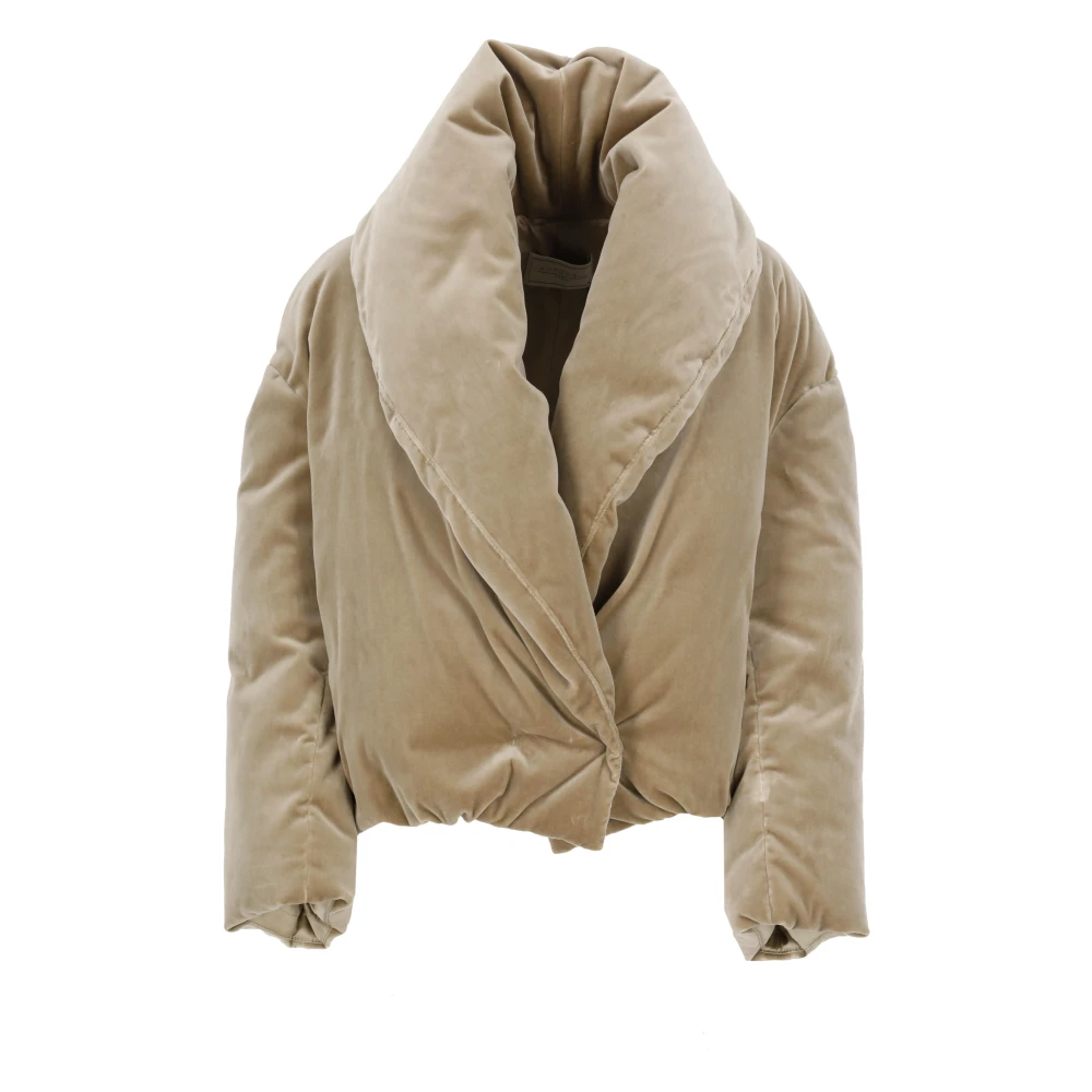 Antonelli Firenze Beige Katoenen Fluwelen Donsjas Beige Dames