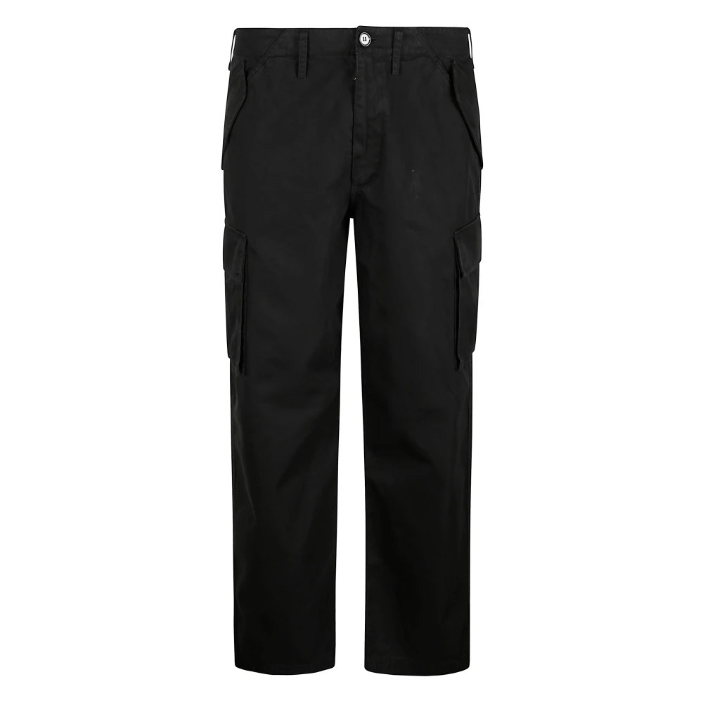 Burberry Men's Black Cotton Cargo Trousers - Straight Trousers - L - Trousers