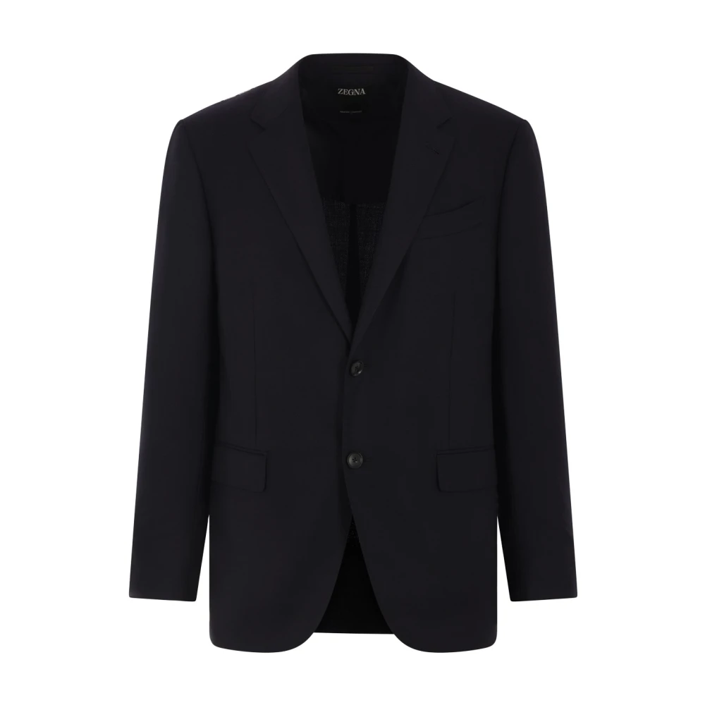 Ermenegildo Zegna Blauwe Wol en Zijden Jas Blue Heren