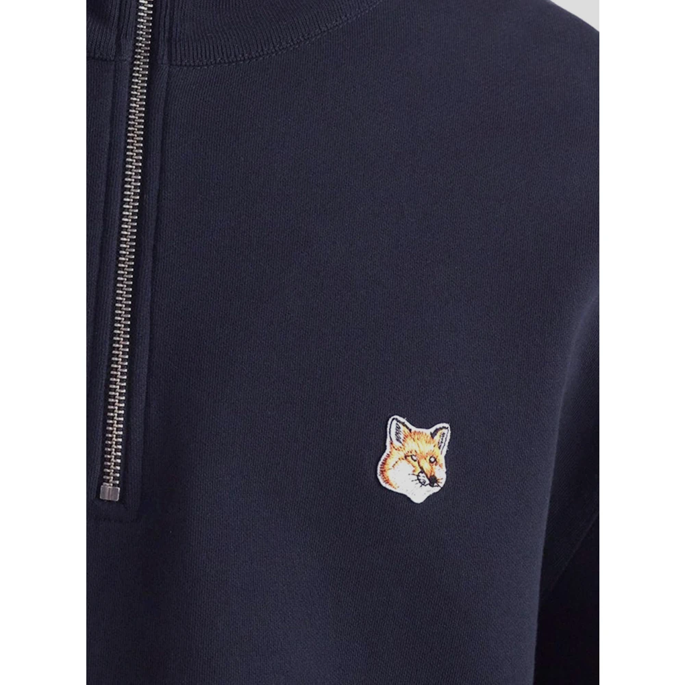 Maison Kitsuné Vos Katoenen Sweatshirt Blue Heren