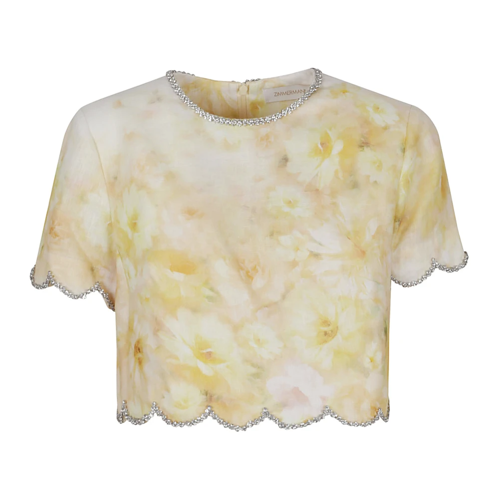 Zimmermann Bloemenprint Gele Top Kristalversiering Yellow Dames