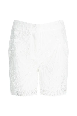 High-Waisted Embroidered Shorts