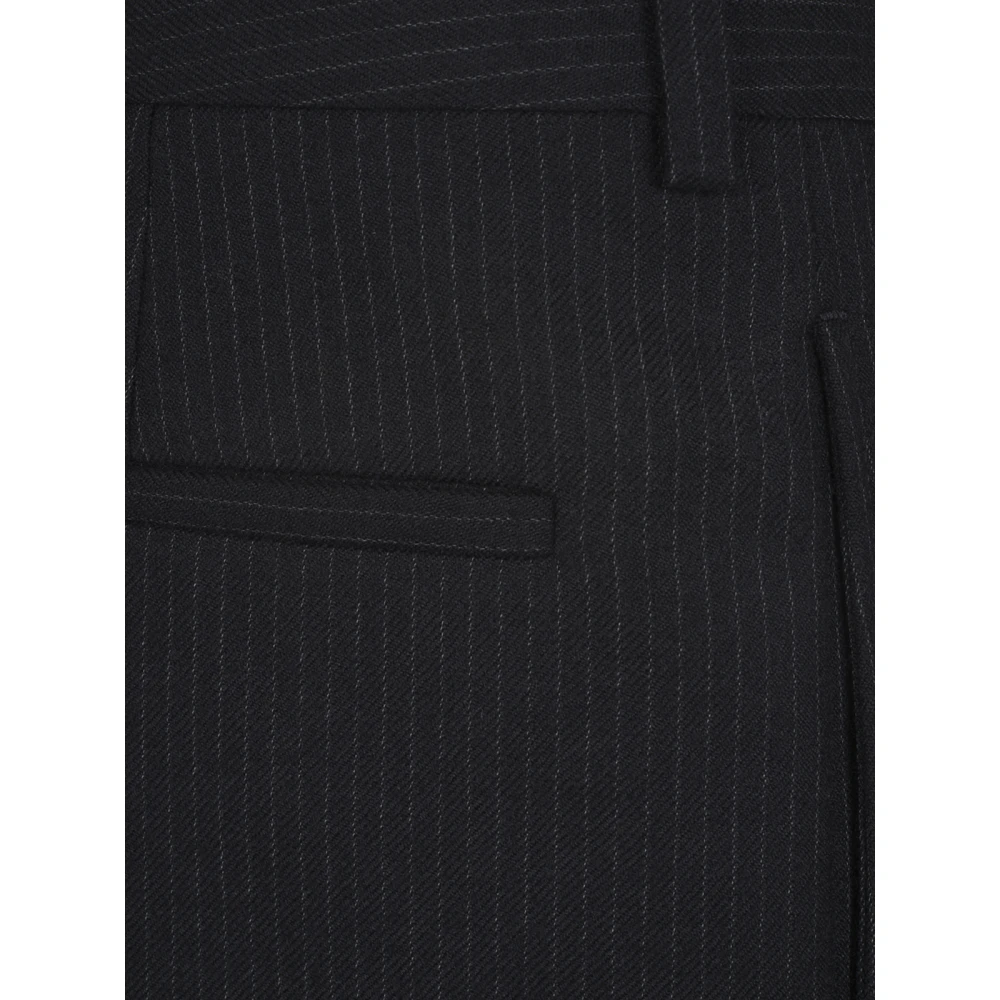 Saint Laurent Hoge taille wollen broek met gestreept motief Black Heren