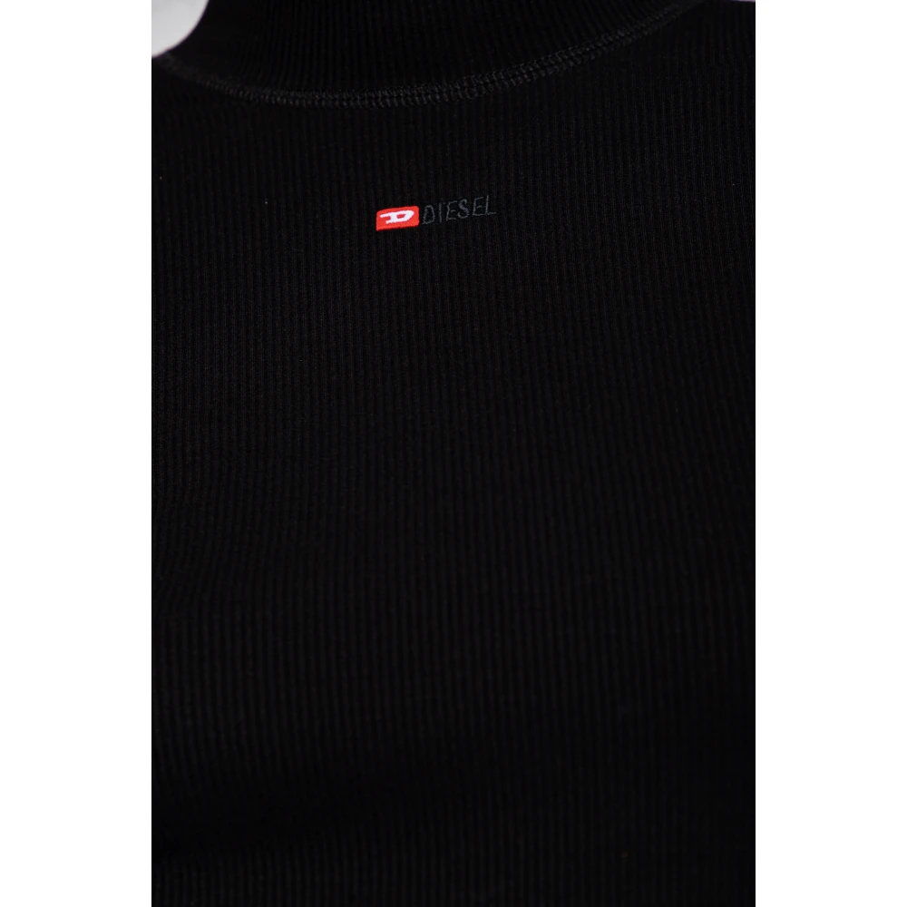 Diesel Geribbelde top 'T-Mokky-Ls-Microdiv' Black Dames