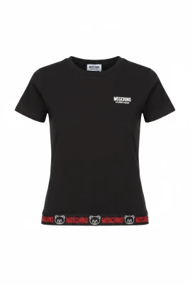 T-shirt med logoband och teddy-patch