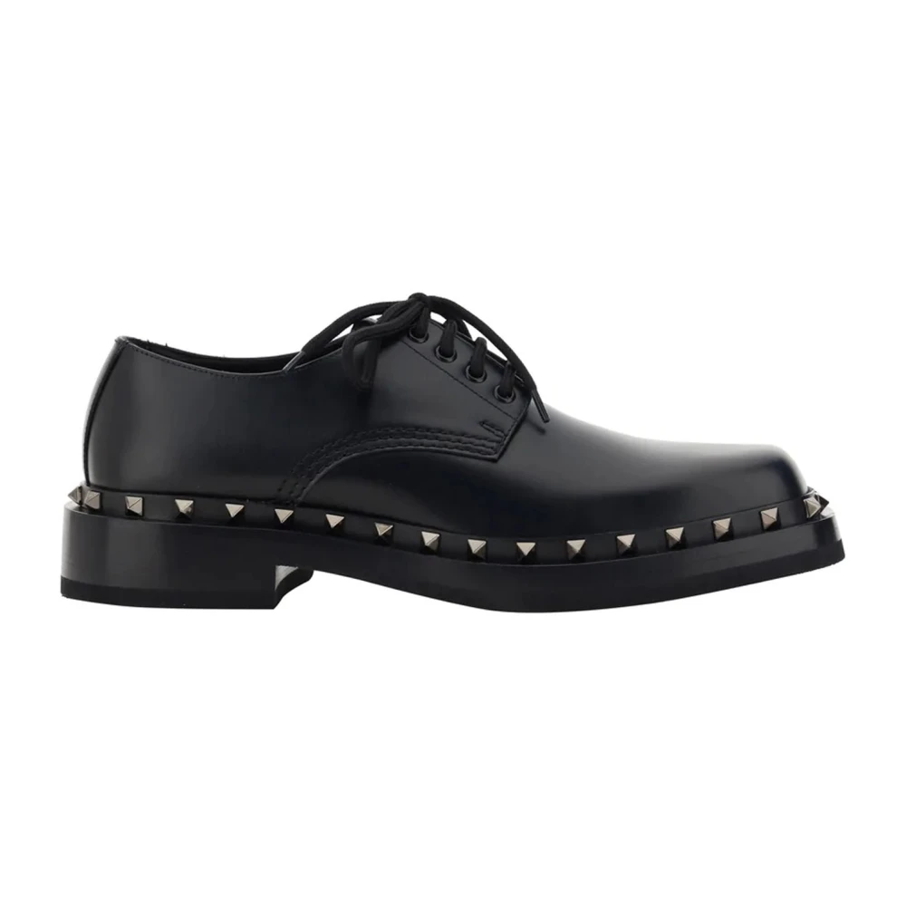 Valentino Garavani Studded Läder Derby Skor Black, Herr