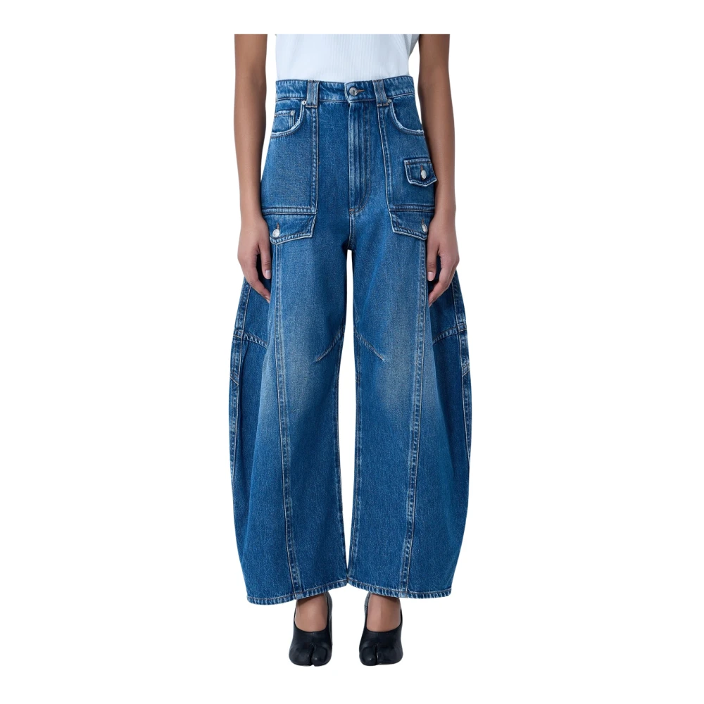 Sportmax Women's Blue Wide-Leg Denim Trousers - Loose Fit Jeans - W27 - Jeans