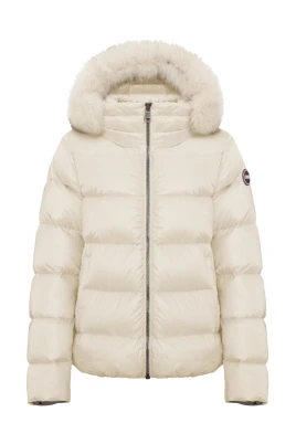 Beige Vinterrock med Pälskant