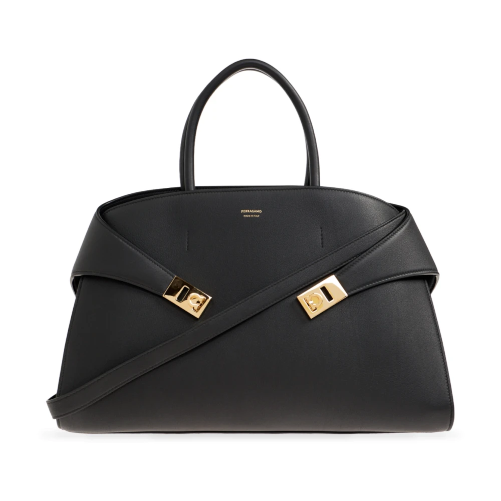 Ferragamo Vrouw Zwart Tassen Dames, One Size, Leer, Hug Medium Leren Handtas