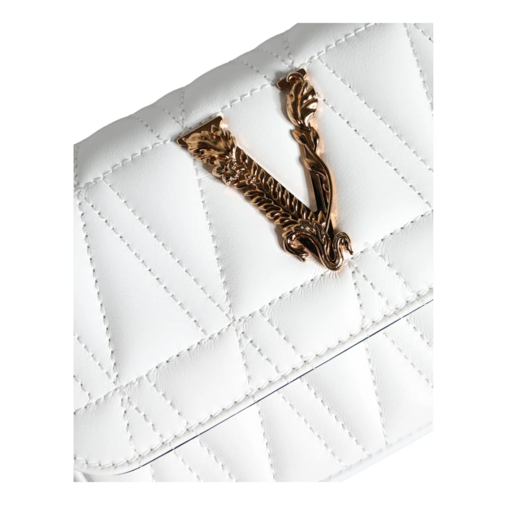 Versace Gewatteerde Leren Crossbody Tas met Verstelbare Band White Dames
