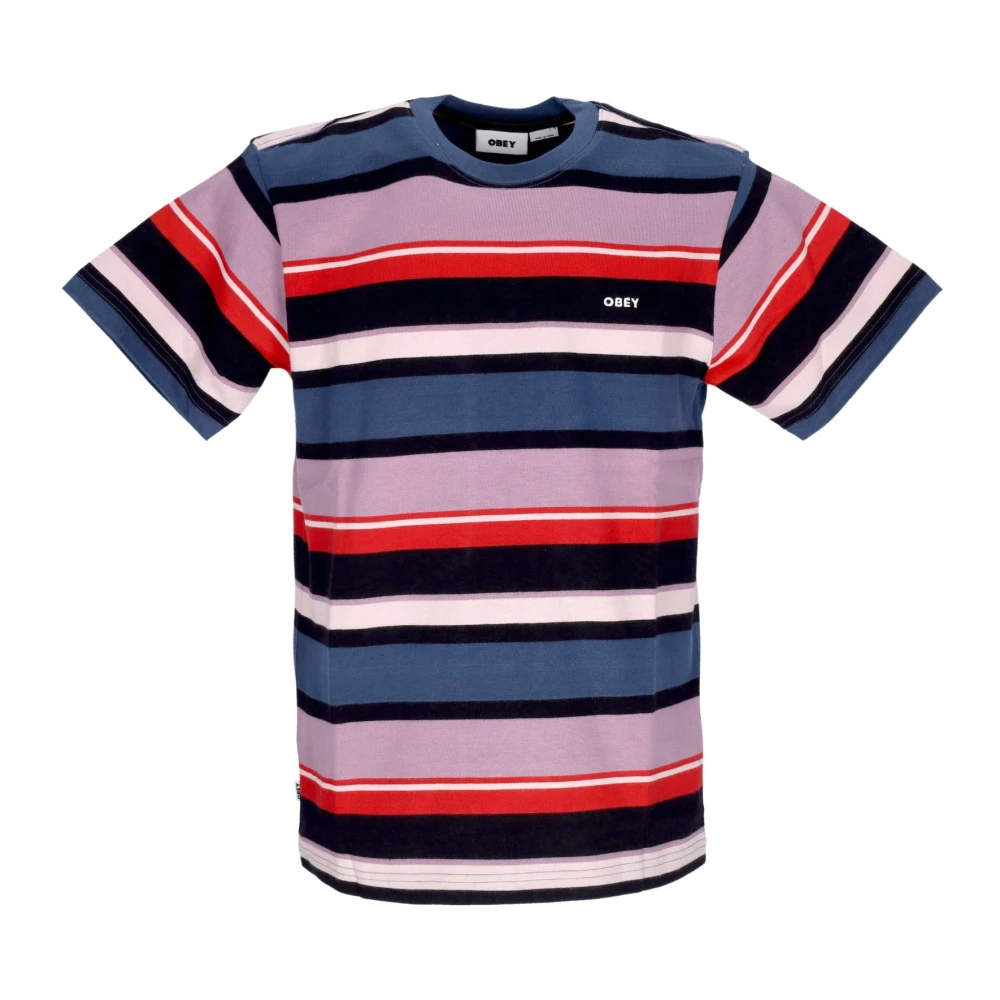 Obey Gestreept T-shirt Donker Denim Multi Multicolor Heren
