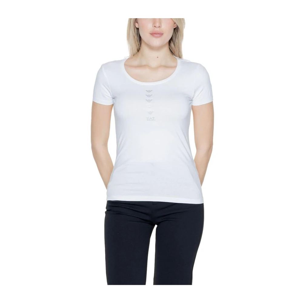 Emporio Armani EA7 Katoenmix Stretch T-shirt Damescollectie White Dames
