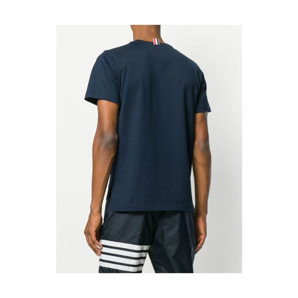 Thom Browne Navy Blue Side Slit Tee Blue Heren