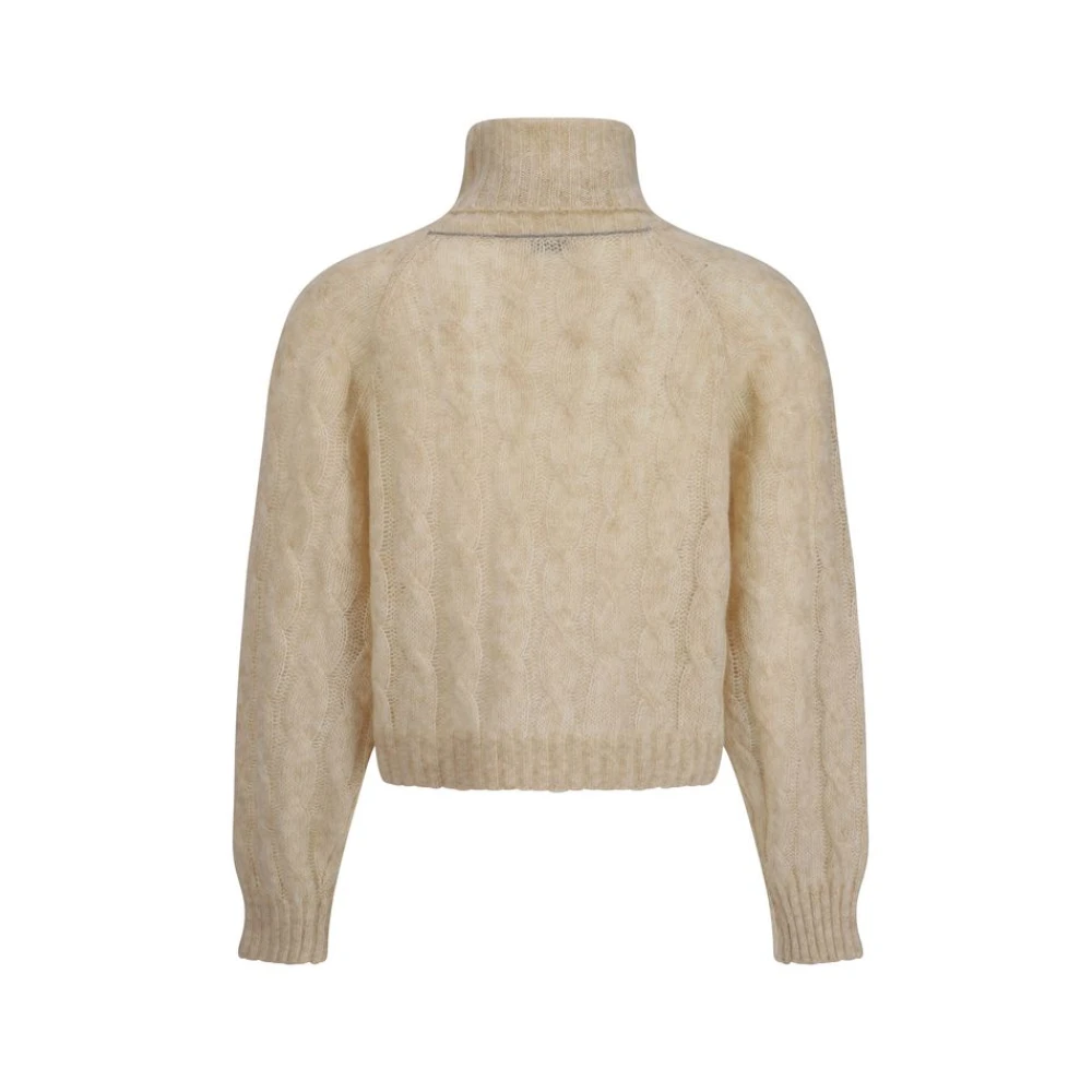 BRUNELLO CUCINELLI Wollen Coltrui met Kabelbreisel Beige Dames