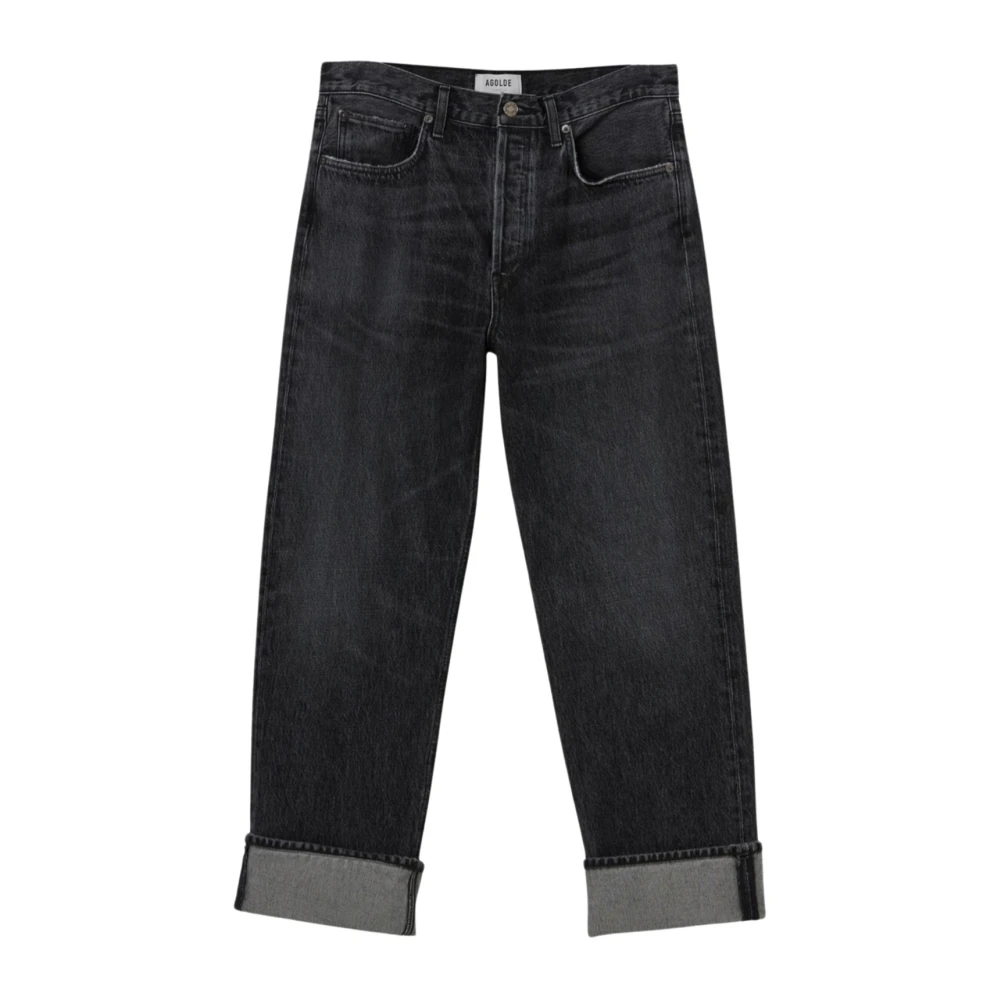 Agolde Retro Losse Straight Jeans met Manchet Black Heren