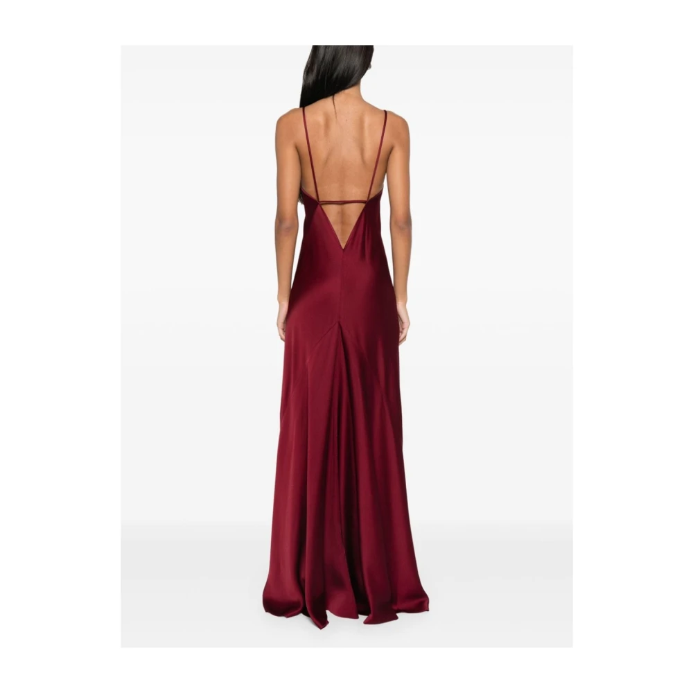 Victoria Beckham Bordeaux Satijnen Cami Jurk Aw24 Red Dames