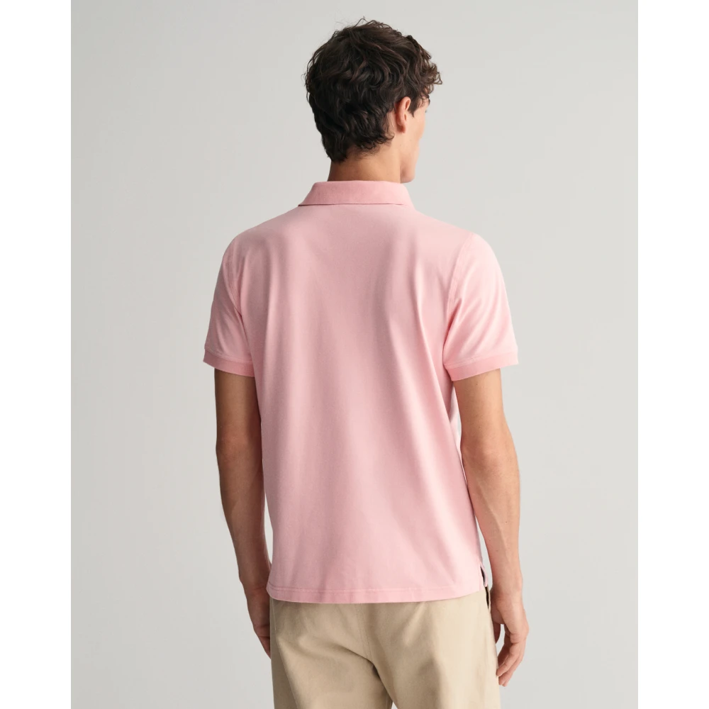 Gant Contrast Piqué Polo Shirt Pink Heren
