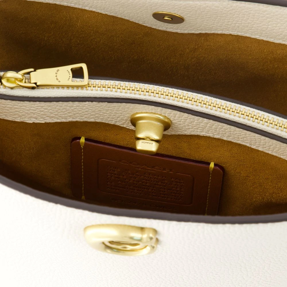 Coach Geëtst Kalfsleer Crossbody Tas Beige Dames