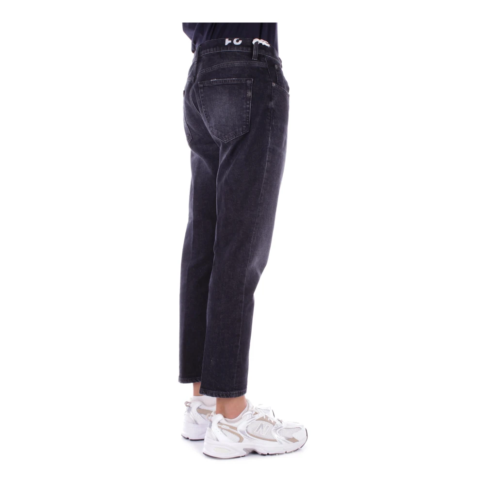 Dondup Zwarte Logo Jeans Knopen Rits Zakken Black Heren