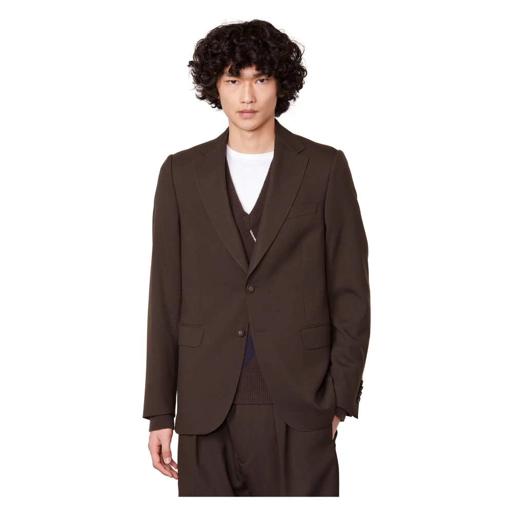 Officine Générale Bruine Wol 3ply Jas Brown Heren