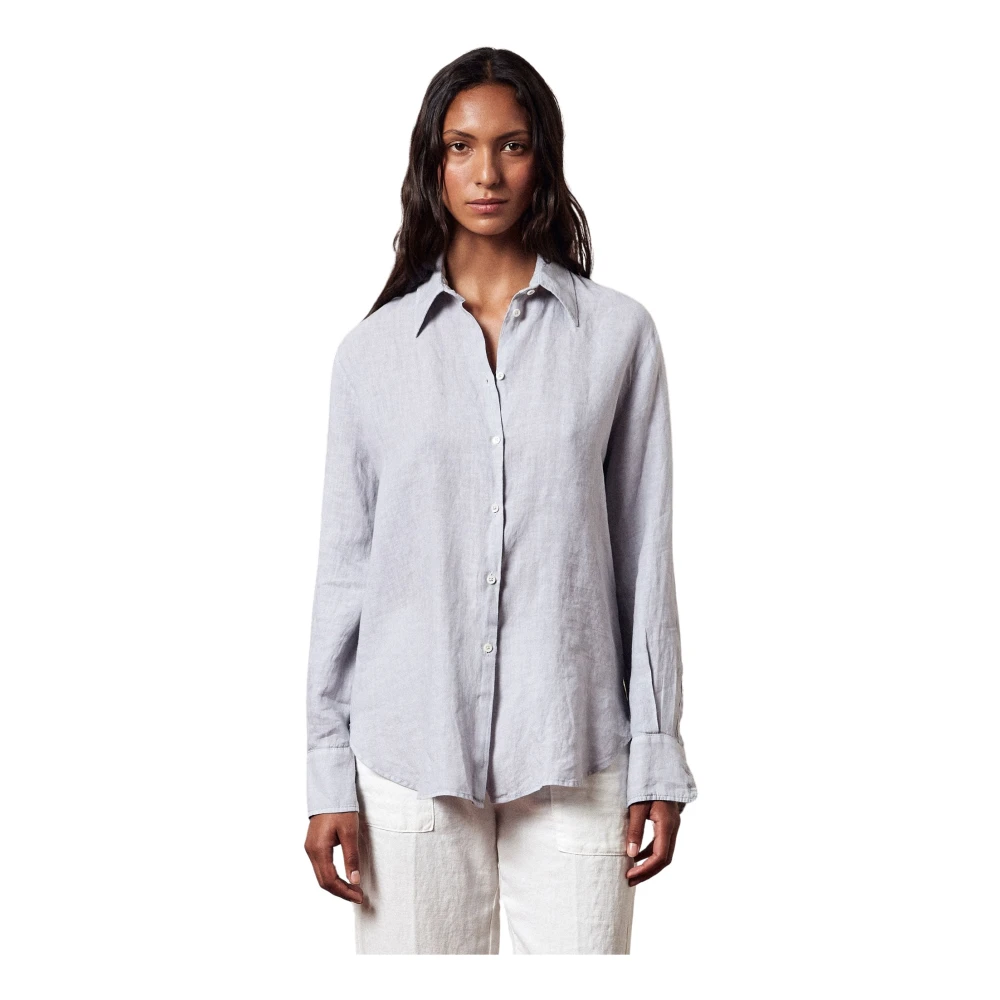 Massimo Alba Linnen Overhemd met Relaxte Pasvorm Gray Dames