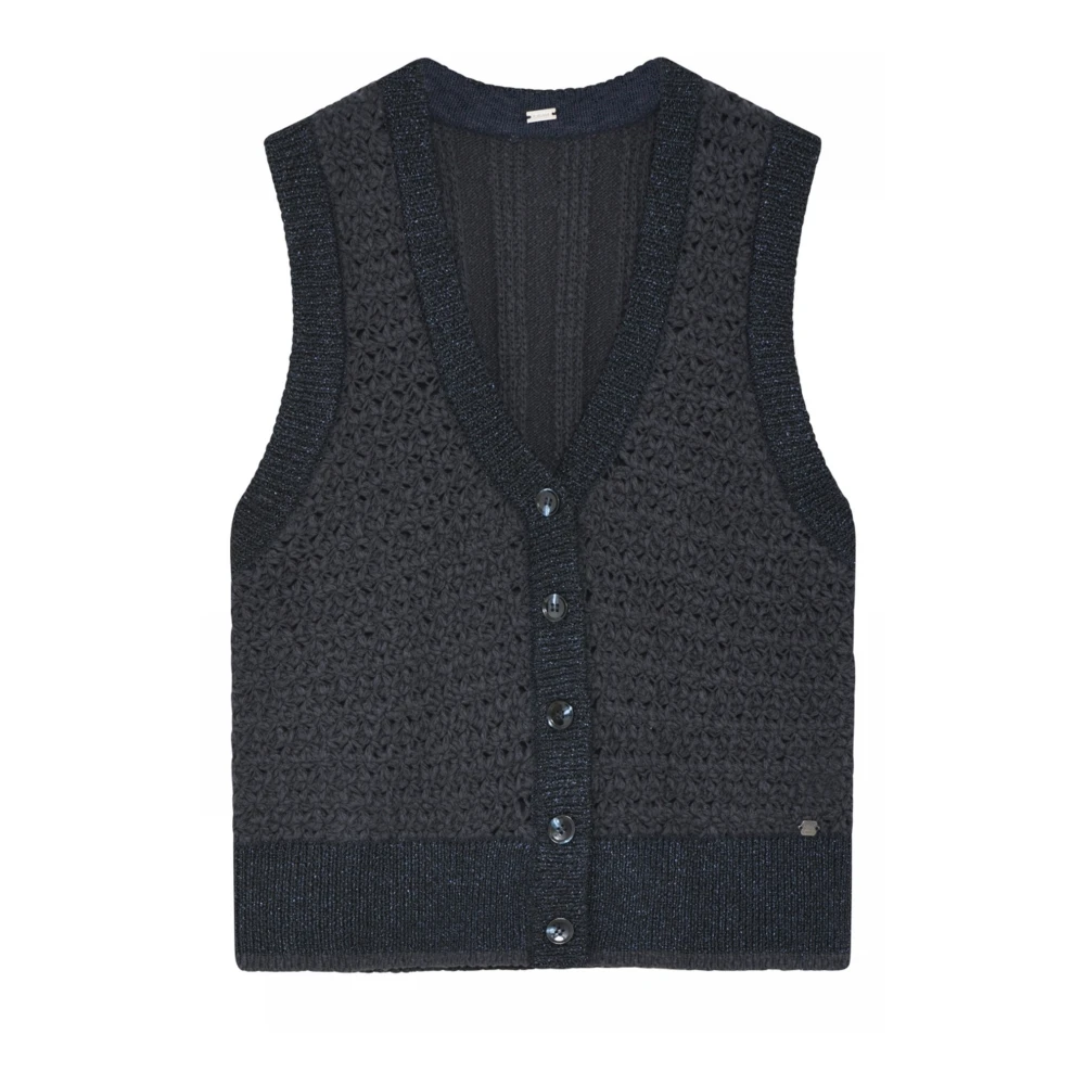 Gustav Gebreid Vest met V-hals en Knoopsluiting Blue Dames